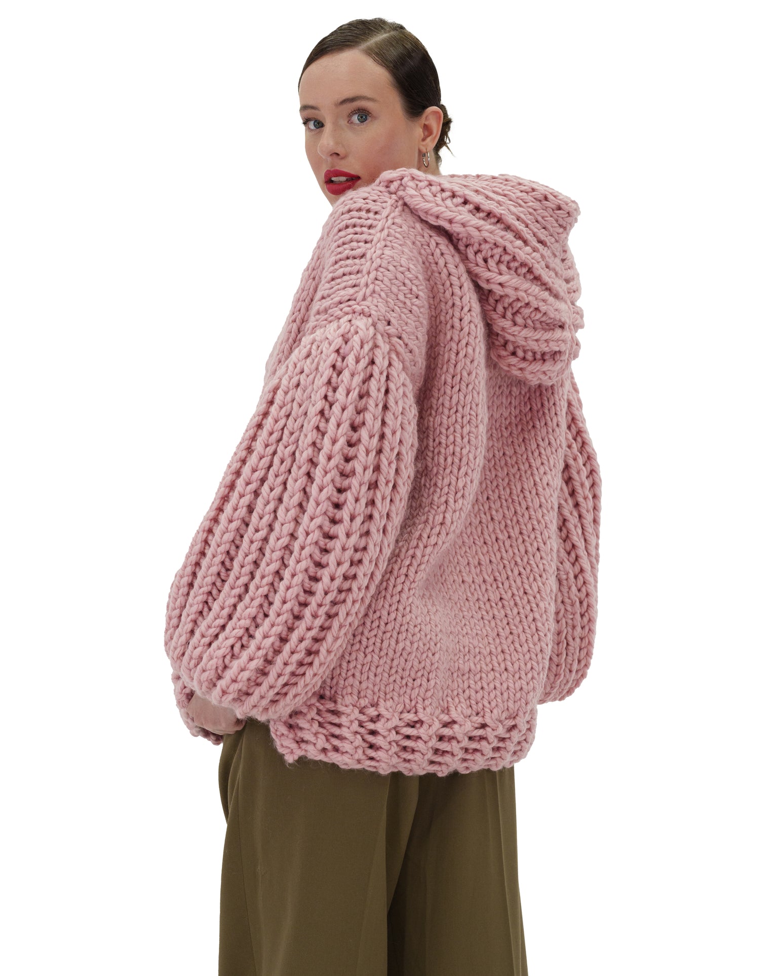 Drawstring High Low Balloon Sleeve Hoodie