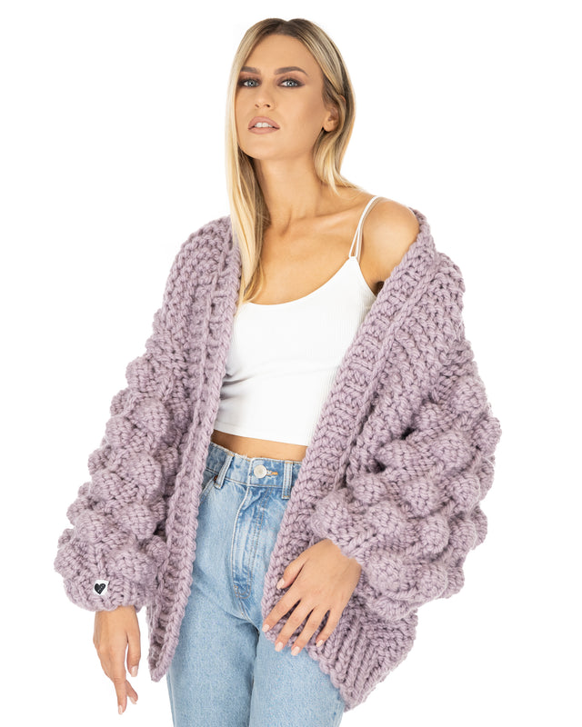 bubble sleeve knit cardigan