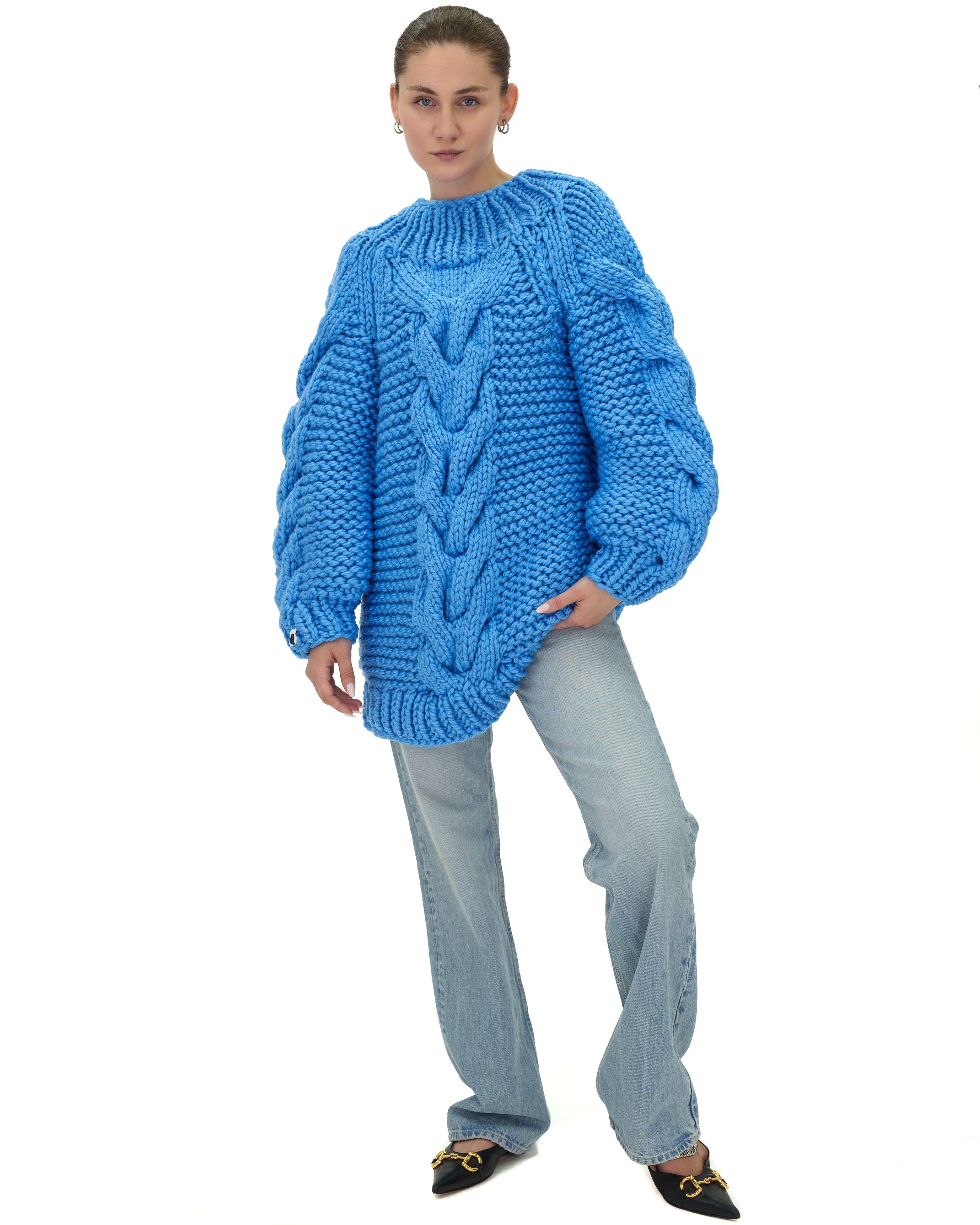 Cable Funnelneck Sweater