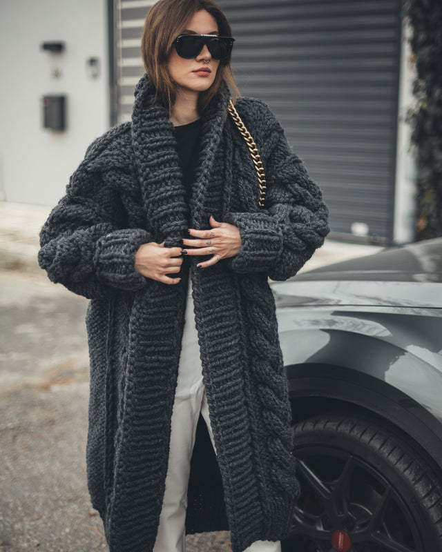 Chunky Cable Knit Coat