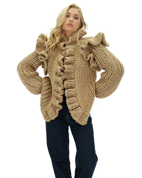 Ruffles Chunky Cardigan Women - Handmade Knit | Mumshandmade