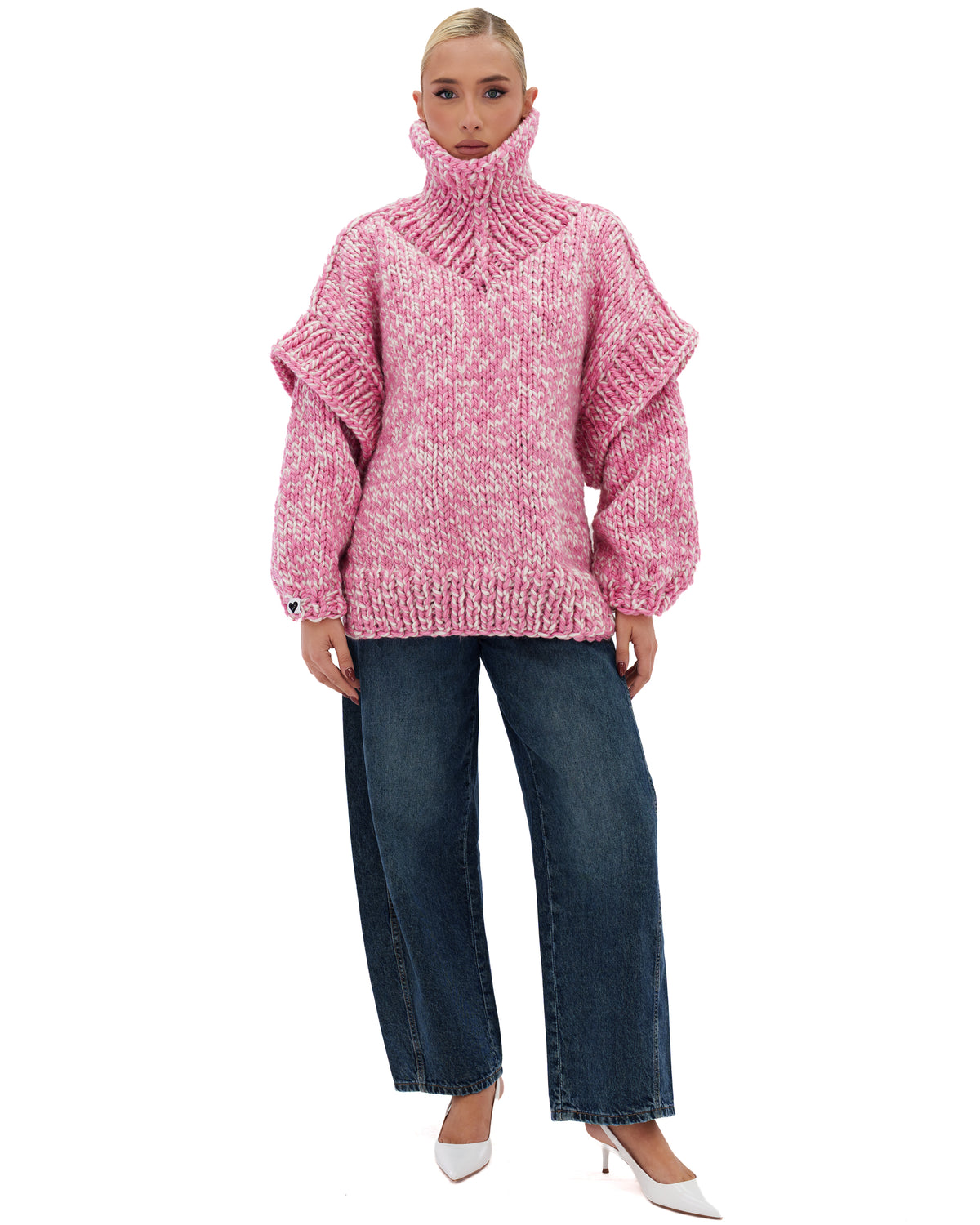 Turtle Rolled Neck Sweater Pink Twist