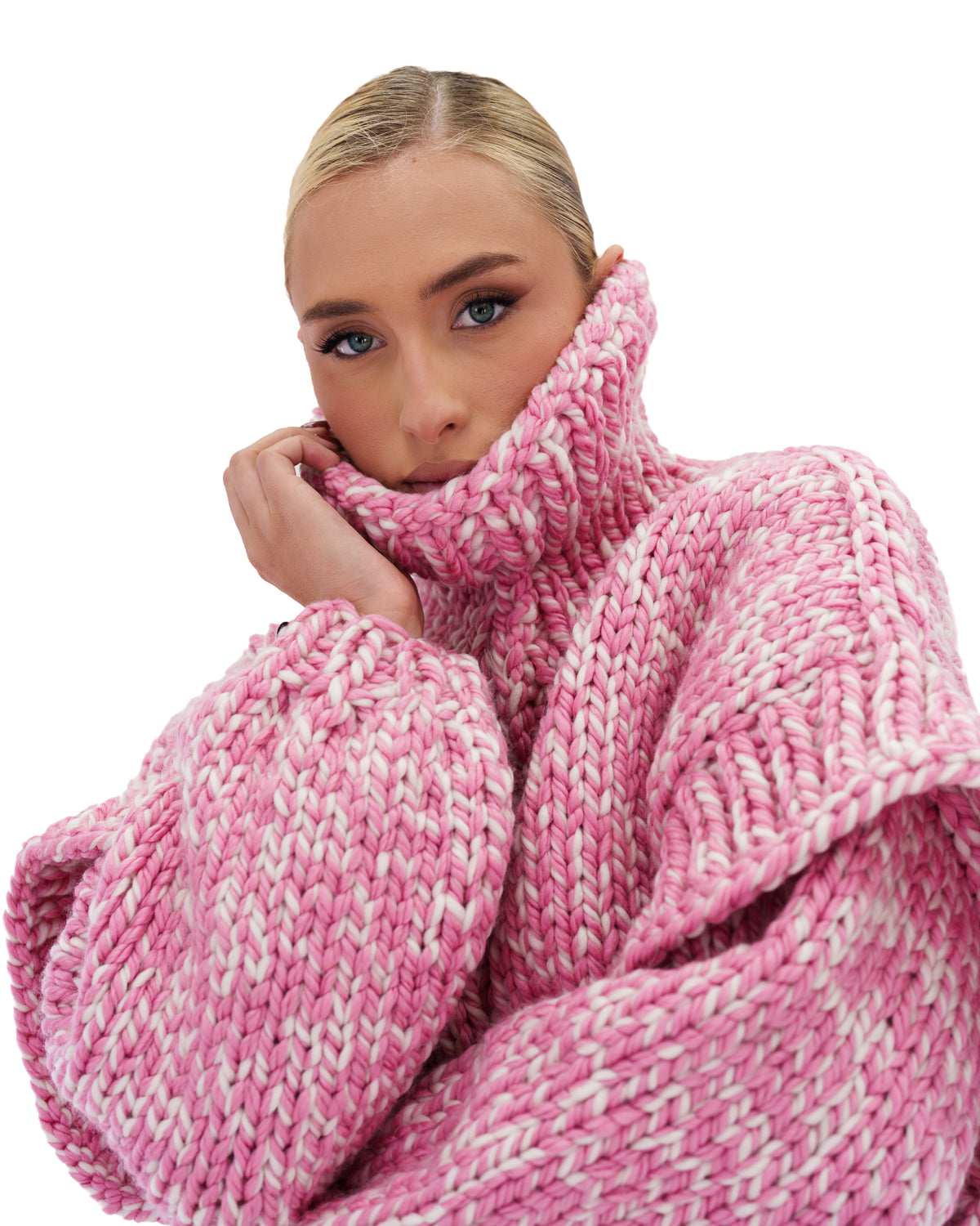Turtle Rolled Neck Sweater Pink Twist