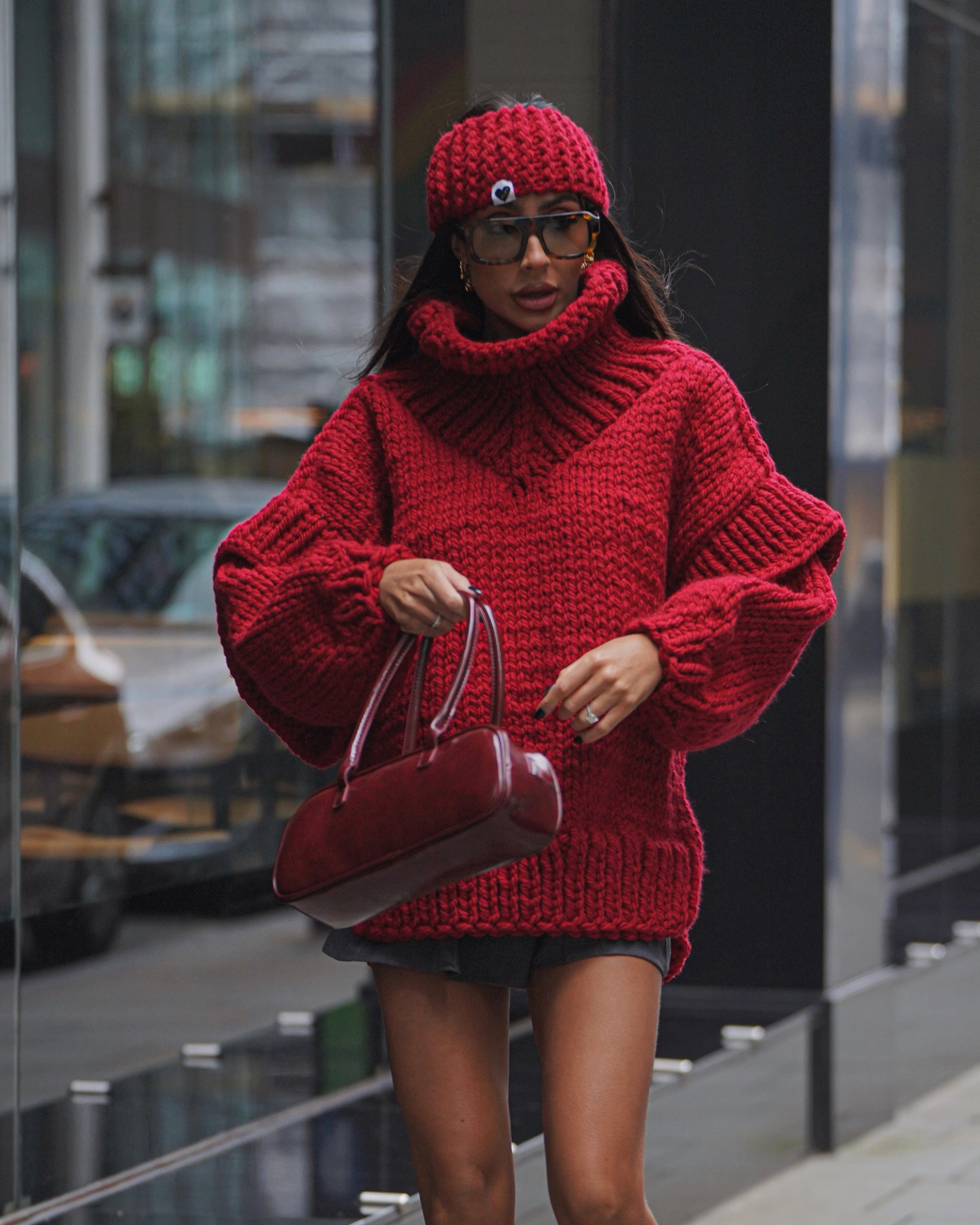 Cable Knit Hooded Cardigan Coat